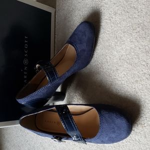 GUC Karen Scott Navy Color Suede Mary Jane Pumps, Size 5.5